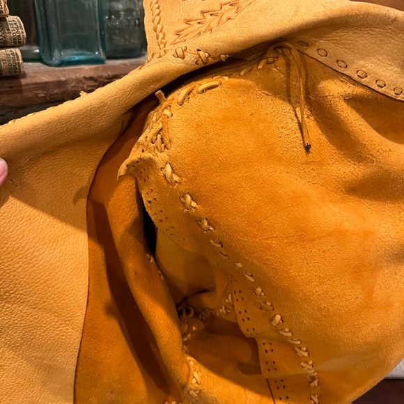 Vtg BUCKSKIN LEATHER Jacket PYROGRAPHY THUNDERBIRD Whipstitch FESTIVAL East West - Picture 15 of 16